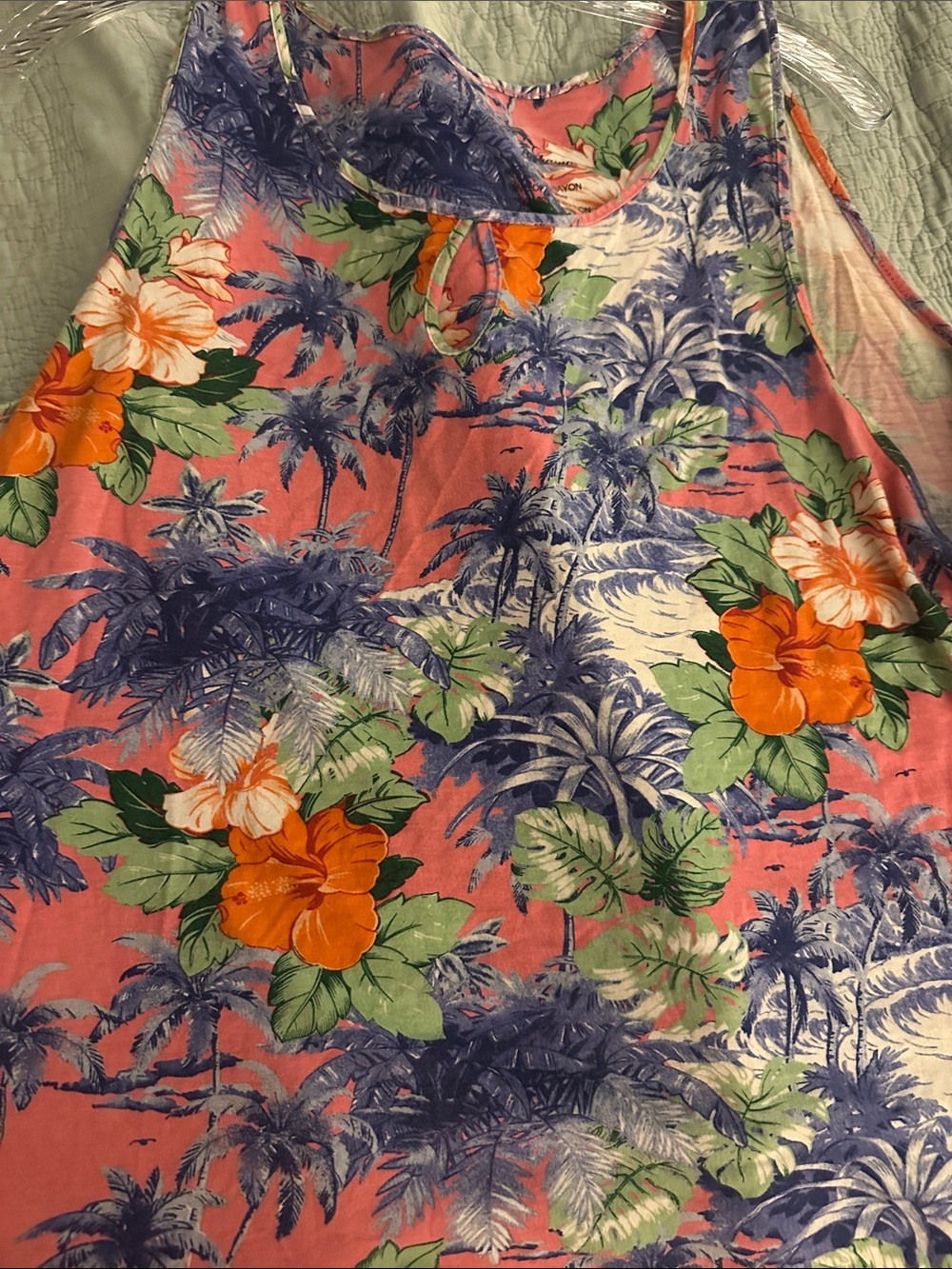 Tommy Bahama Pink Tropical Floral Tank with Blue and Green Accents